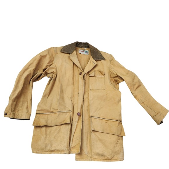 Vintage Duxbak Duck Canvas Hunting Jacket Tan Corduroy Collar Mens 40 Gorpcore